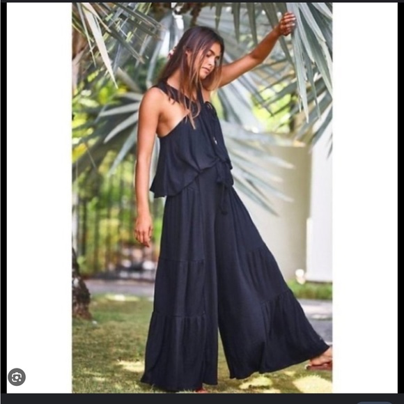 Rare New Free People Porter Wide Leg Pant set Black XS flowy bohemian whimsygoth - Picture 1 of 12